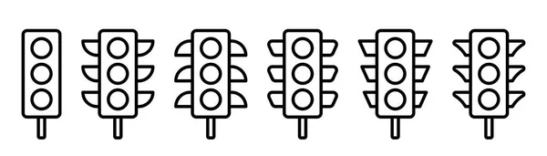 Zestaw Ikon Sygnalizacji Świetlnej Światła Kolejce Zarys Symbolu Semafora Zbieranie — Wektor stockowy