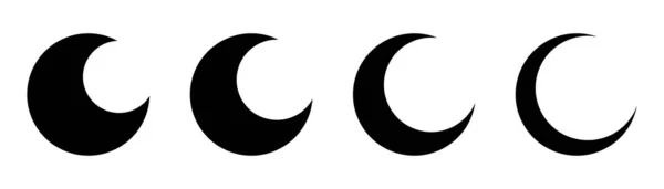 Icono Lunar Símbolo Fase Lunar Icono Creciente Glifo Conjunto Iconos — Vector de stock