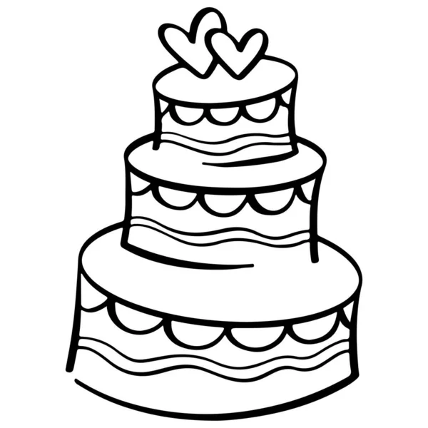 Bolo Casamento Bolo Doodle Decoração Casamento Estilo Esboço Vetores De Bancos De Imagens Sem Royalties