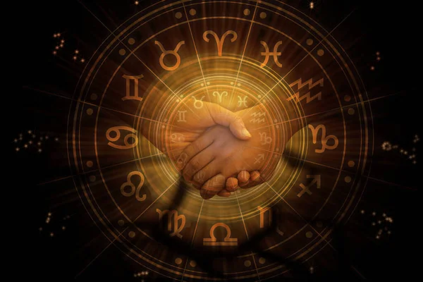 Znaki Zodiaku Wewnątrz Koncepcji Horoskopu Koło Astrologii Horoskopów — Zdjęcie stockowe