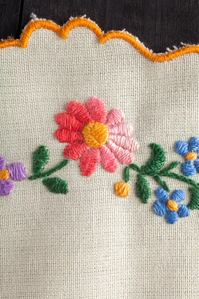 Embroidery with flowers — Stock Photo, Image