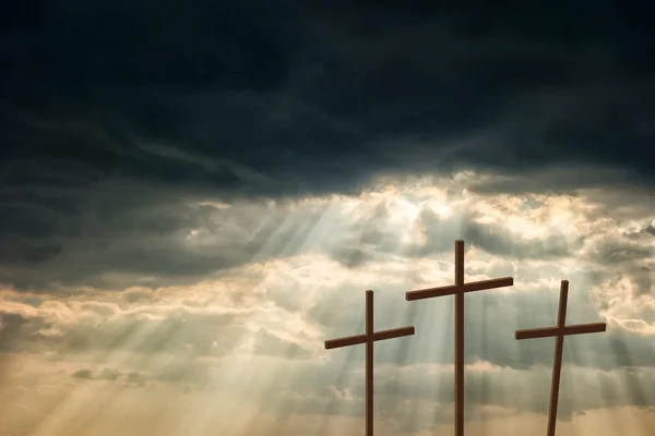 Three wooden crosses — Stock Photo, Image