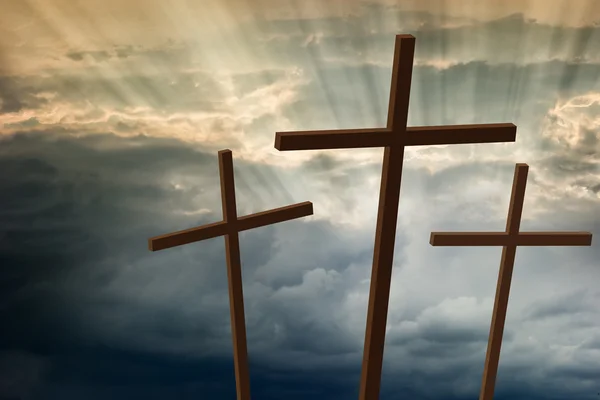 Three wooden crosses — Stock Photo, Image