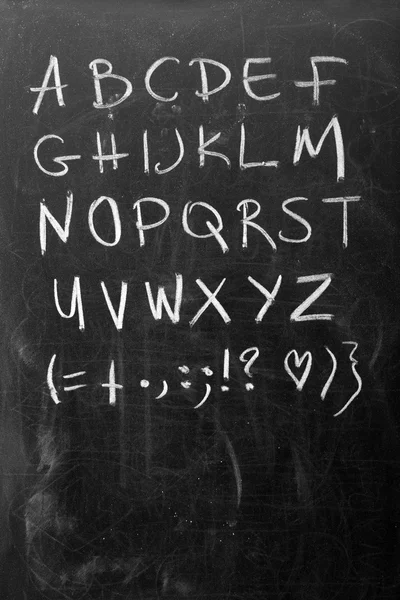 Alfabet op blackboard — Stockfoto