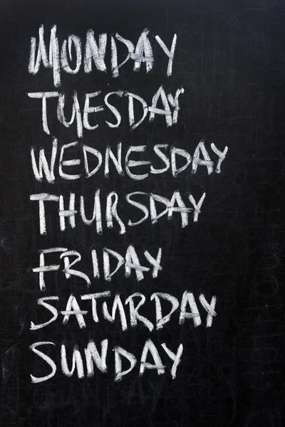 Weekdays on blackboard — Stock Photo, Image