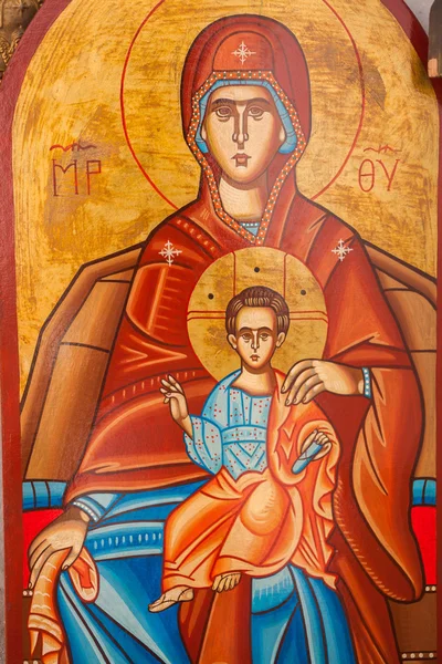 Virgin Mary holding the Child Jesus Eastern Orthodox Icon — Stock Photo, Image