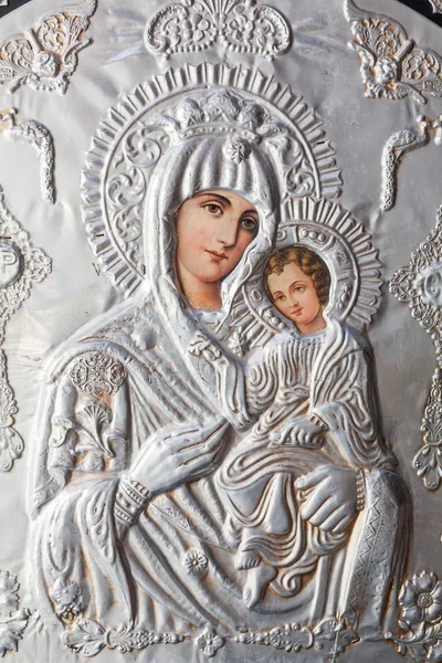 Virgin Mary holding the Child Jesus Eastern Orthodox Icon — Stock Photo, Image