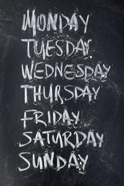 Weekdays on blackboard — Stock Photo, Image