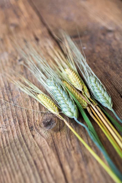 Wheat on wooden table — Stock Photo, Image