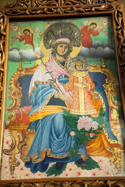 Jungfru Maria hålla barnet jesus östra ortodox ikon — Stockfoto
