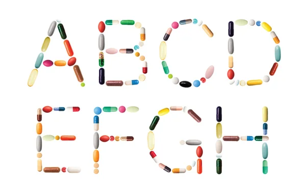 Alfabeto con pillole — Foto Stock