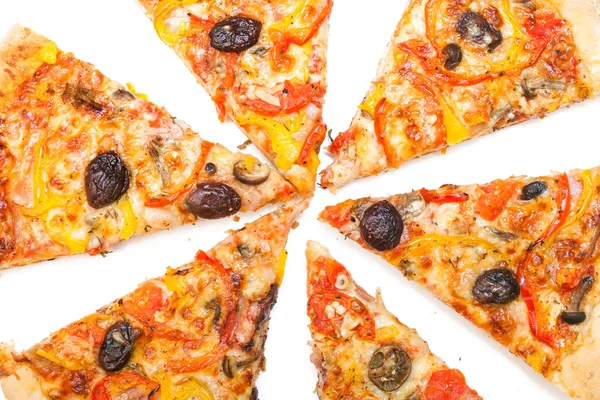 Pizza cut into slices — Stock Photo, Image