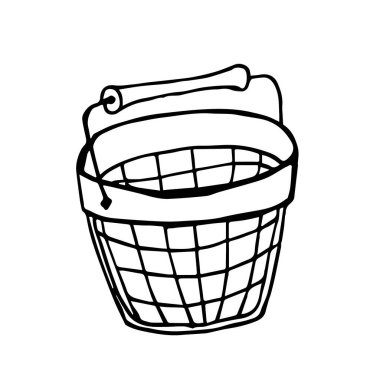 İçi boş demir bir kova. Beyaz arka planda teneke bir çöp kovası izole edilir.