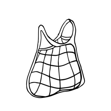 Vektör Yeniden Kullanılabilir Ağ Torbası Beyaz zemin üzerinde karalama biçimi olarak izole edildi