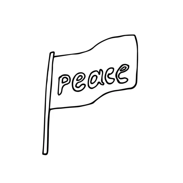 Drapeau Doodle Avec Texte Paix Sur Fond Blanc Est Isolé — Image vectorielle