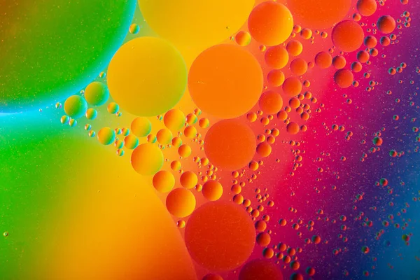 Macro Photography Oil Drops Water Surface Cosmic Circles Looks Molecule — стоковое фото