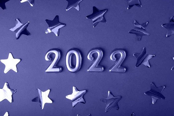 Top View Numbers 2022 Stars Colored Trendy Color 2022 — Stock Photo, Image