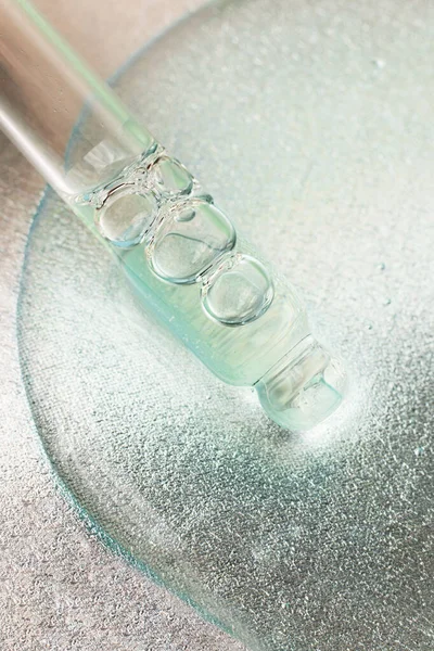 Top View Pipette Cosmetics Gel Vertical Photography — Stock Photo, Image