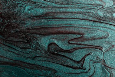 Zarif mermer cyan ve çikolata arkaplan, sıvı tırnak cilasından yapılmış. Kozmetik arkaplan kadar iyi..