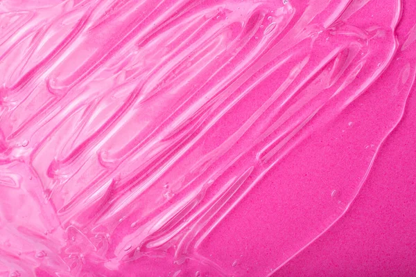 Draufsicht Auf Flüssiges Kosmetik Gel Mit Sprudelnder Struktur Auf Rosa — Stockfoto