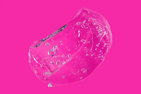 Draufsicht Auf Flüssiges Kosmetik Gel Mit Sprudelnder Struktur Auf Rosa — Stockfoto
