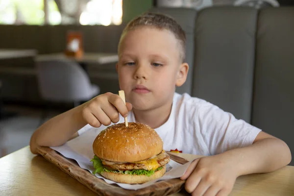 Closeup Photography Tasty Sandwich Child Selective Focus — Stockfoto