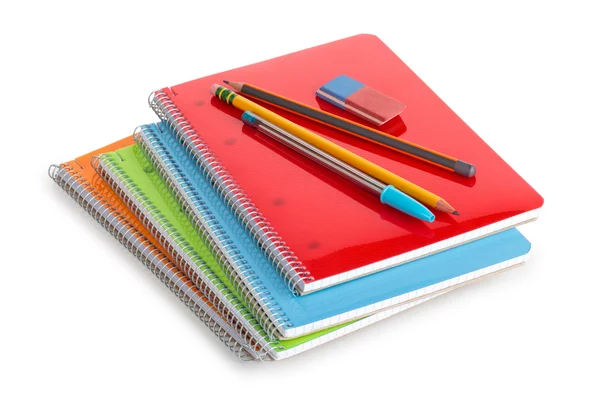 okul malzemeleri beyaza izole edilmiş.