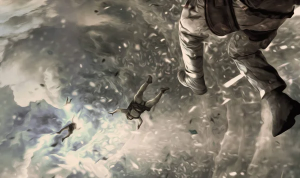 Adam balıkla balık tutuyor.