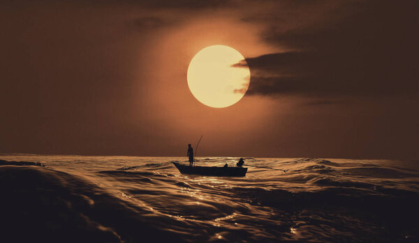 silhouette of a man on the beach