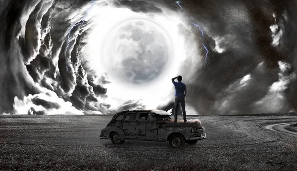 Fırtınalı hava Garip illüstrasyon Duvar kağıdı tasarımı.