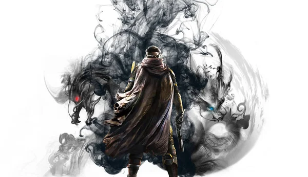 Duman oyunu duvar kağıdı konseptinde bir kişinin portresi.