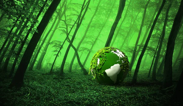 Yeşil dünya orman manzarası duvar kâğıdı.