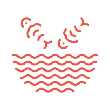 Su dalgaları logosundan atlayan balıklar. Poke bowl logotype