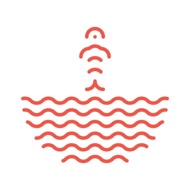 Su dalgaları logosundan atlayan balıklar. Poke bowl logotype