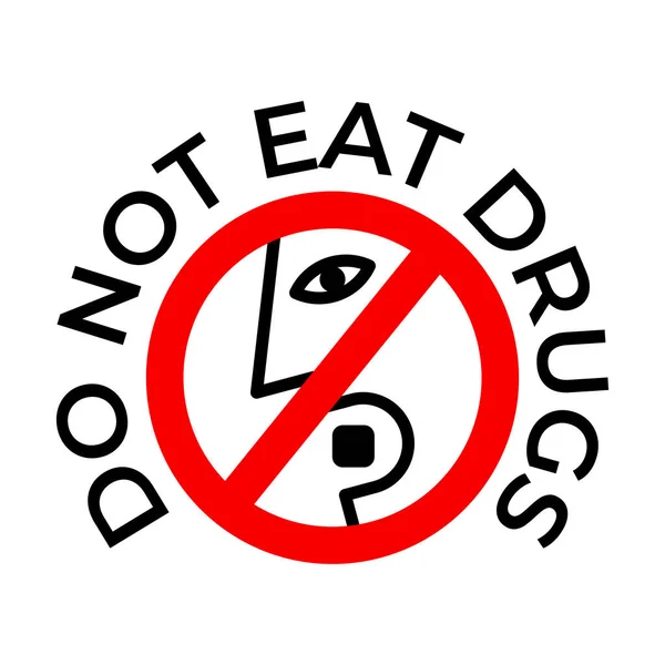 Значок Наркотиків Використання Наркотиків Заборонено Обличчя Щось Їсть Заборонному Знаку — стоковий вектор
