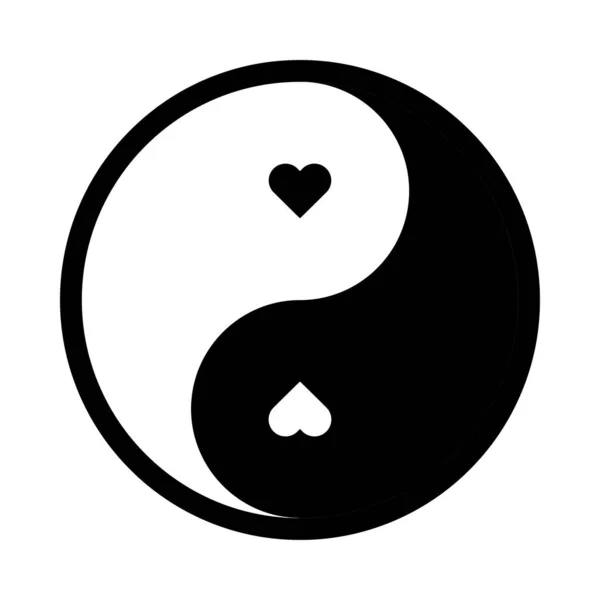 Yin Yang Heart Symbol Harmony Love Balance Icon Two Hearts — Stock Vector