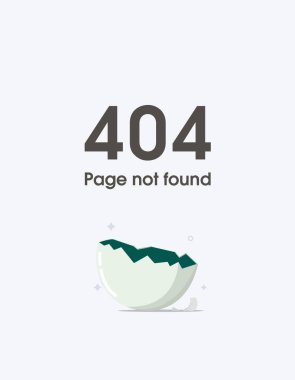 Kırık yumurta kabuğuyla 404 sayfalık vektör tasarımı hatası. 404 web sayfası yaratıcı tasarım hatası