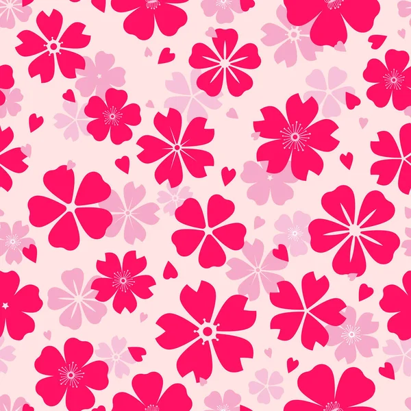 Seamless Pattern Sakura Flowers Cherry Blossom Design Print Screen Backdrop — Stock Vector