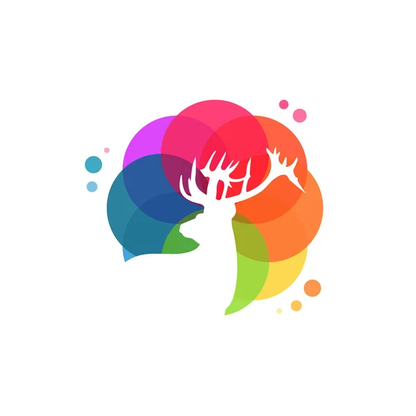 Renkli Geyik Logosu Vektörü Hayvan Logosu Dizayn Şablonu Tasarım Konsepti — Stok Vektör