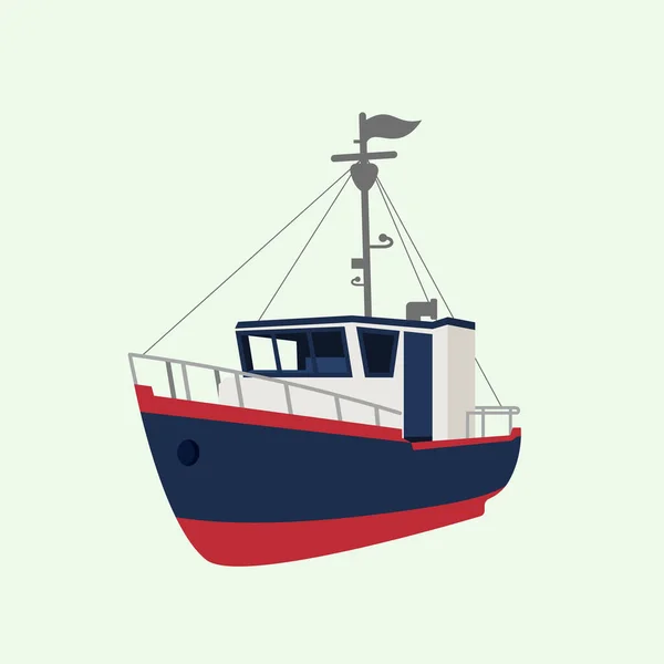 渔人船媒介图解 海运或海洋运输 工业用海产养殖媒介图解 平板式 — 图库矢量图片