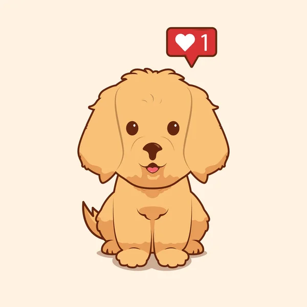 Tecknad Illustration Golden Retriever Hund Sitter Med Kärlek Ikon Vektor — Stock vektor