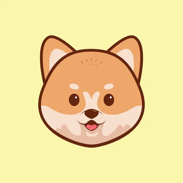 Illustration Bande Dessinée Akita Inu Mignon Visage Illustration Vectorielle Chien — Image vectorielle