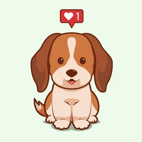 Ilustración Dibujos Animados Perro Beagle Sentado Con Icono Del Amor — Archivo Imágenes Vectoriales