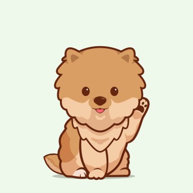 Pomeranian German Spitz 'in şirin köpek pozunun karikatür çizimi. Pomeranian Alman tükürük köpeğinin vektör çizimi