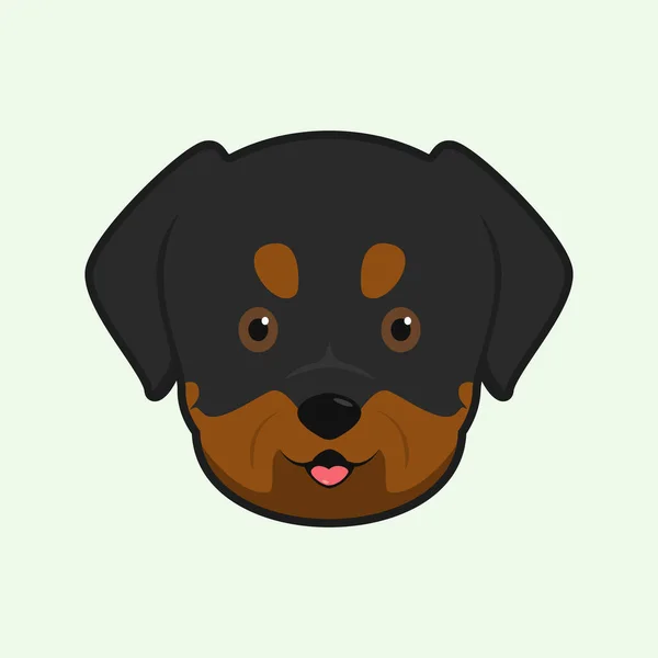 Cartoon Illustration Rottweiler Cute Face Vector Illustration Rottweiler Dog — Stock Vector