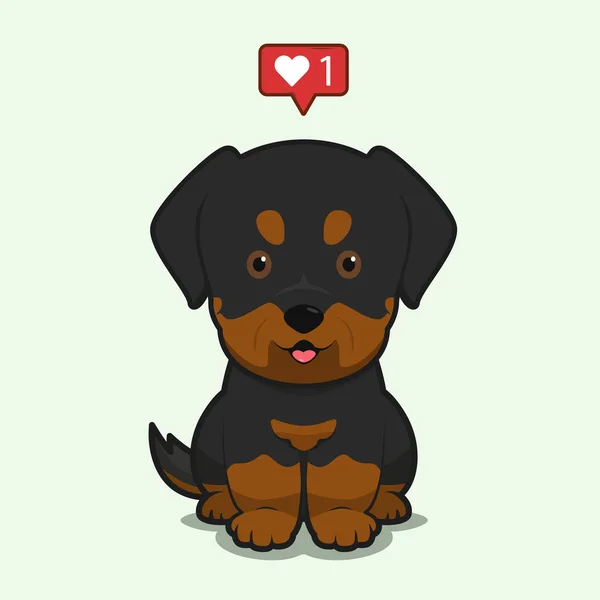 Tecknad Illustration Rottweiler Hund Sitter Med Kärlek Ikon Vektor Illustration — Stock vektor