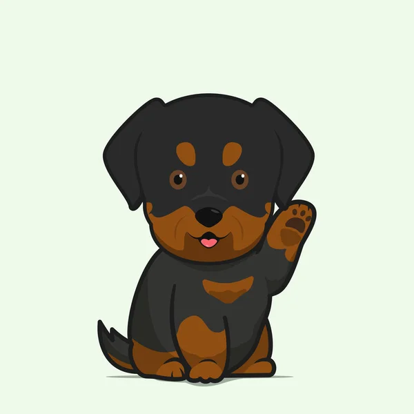 Rajzfilm Illusztráció Rottweiler Kutya Aranyos Póz Vektor Illusztrációja Rottweiler Kutya — Stock Vector