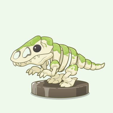 Cartoon T-rex dinosaur fossil. Prehistoric predator - Tyrannosaurus Rex. Dangerous ancient predator, tyrannosaurus fossil design element