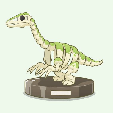 Cartoon therizinosaurus dinosaur fossil. Prehistoric herbivore - therizinosaurus. Ancient herbivore, therizinosaurus fossil design element