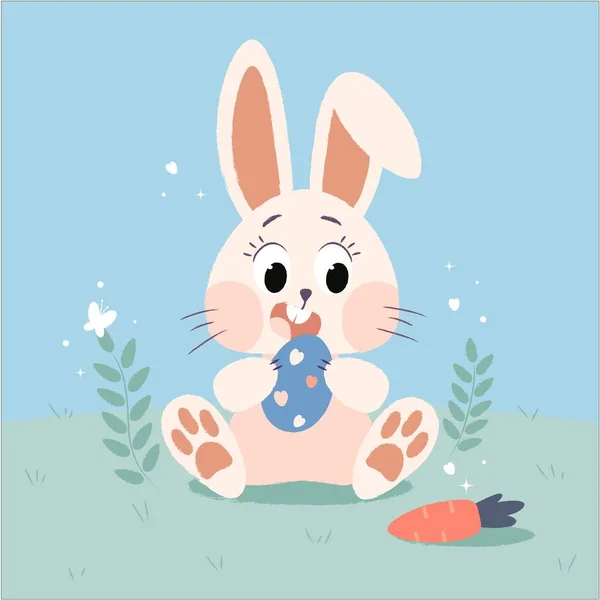 Wielkanocna pocztówka. Słodki królik szpiegowski na Wielkanoc. Koncepcja postaci królika — Wektor stockowy